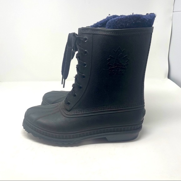 Vintage Sorel Canada Rubber Boots – Wool Lined, Black, Men's Size 7 - Picture 1 of 11